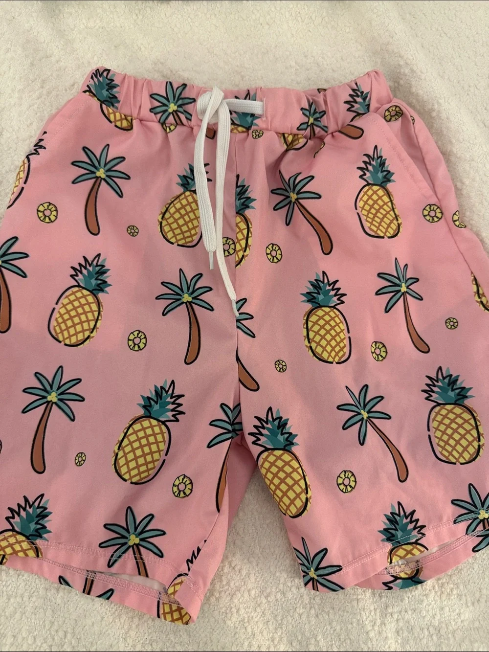 4 pack! Kids Pineapple & Palm Print Swim Shorts - Pink, Blue, Green